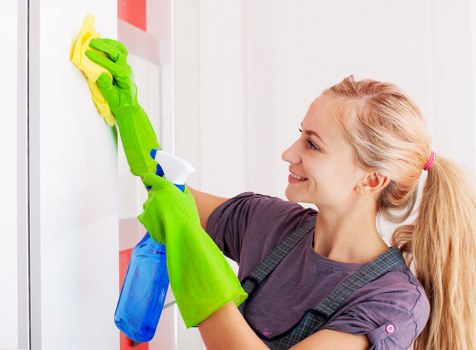 Communal area cleaning in a residential building lobby