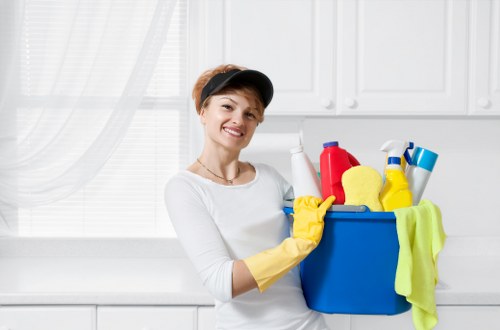 Bathroom cleaning scene showing hygiene and maintenance