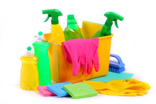 Professional cleaning service maintaining a workplace